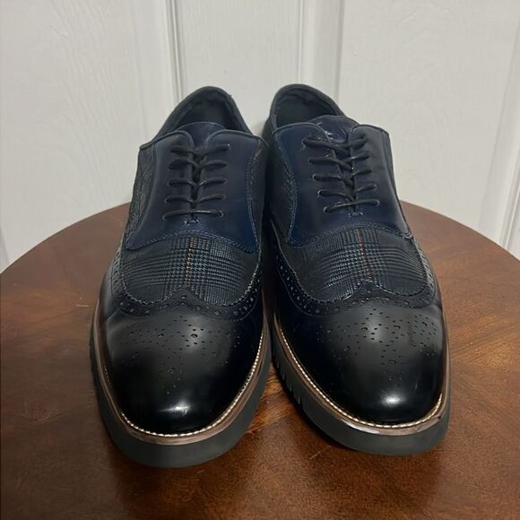 ?? STACY ADAMS  Baxley Oxford Derby Wingtip Shoes - Ink Blue - Sz‎ 13M - EUC main image 11